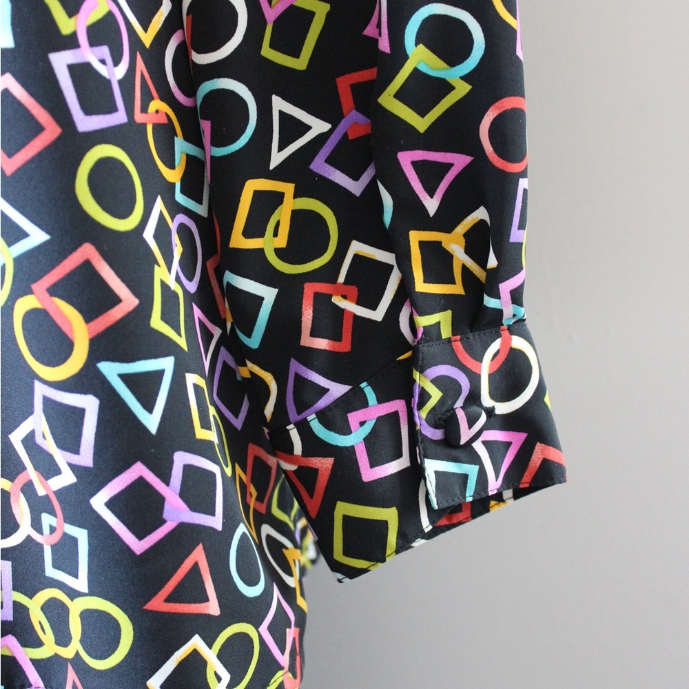 ColorfulLiz Baker Geometric Patterned Shirt Size large 80s chic - Picture 3 of 5